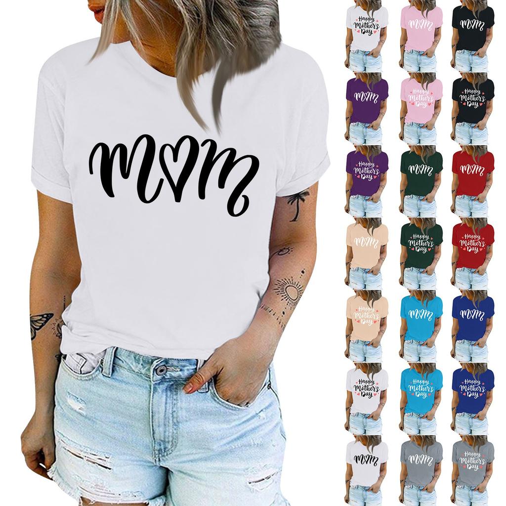 Женская модная повседневная футболка с графическим текстовым принтом ко Дню матери, пуловер с круглым вырезом, топ с короткими рукавами