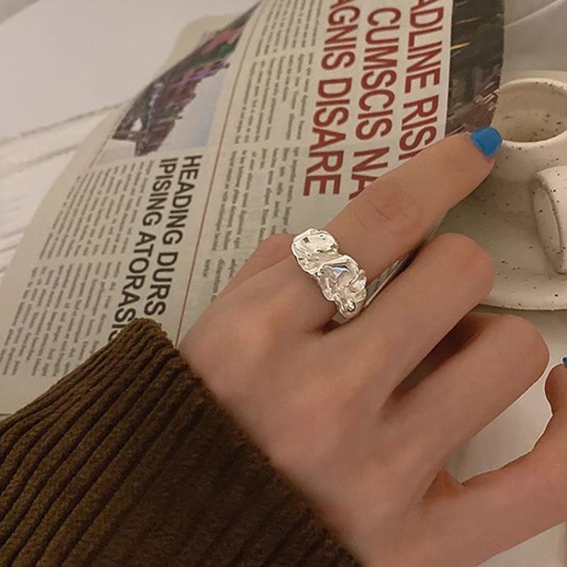 Серебряное кольцо для женщин, креативные нерегулярные металлические геометрические креативные открытые кольца для вечеринок, темпераментные ювелирные изделия, подарок