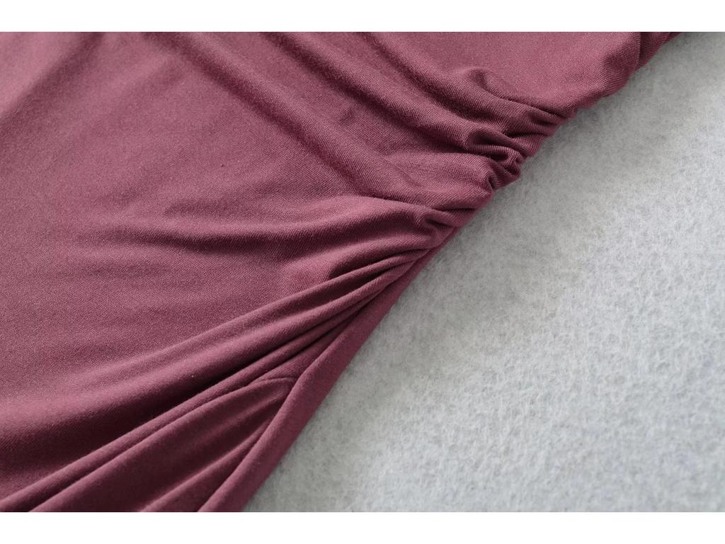 Пикантное американское платье с вырезом халтер и мягкими чашечками: Сексуальное облегающее платье с акцентом на талии, свободными рукавами и складками, длинное платье со разрезом для осени/зимы