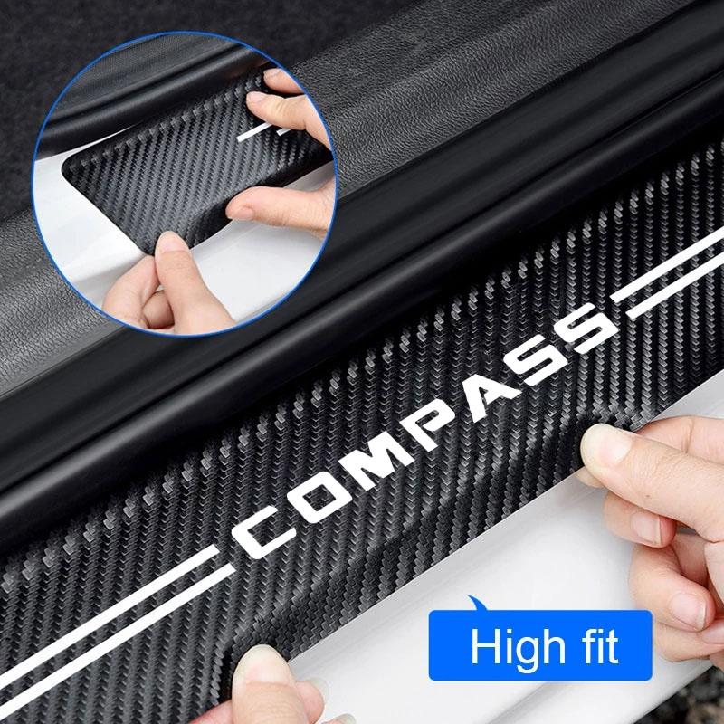 JOT2 Car Door Sill Protector Welcome Pedal Cover Anti-drity Anti-scratch Strip Protective Strip For JEEP Compass accessories fashion
