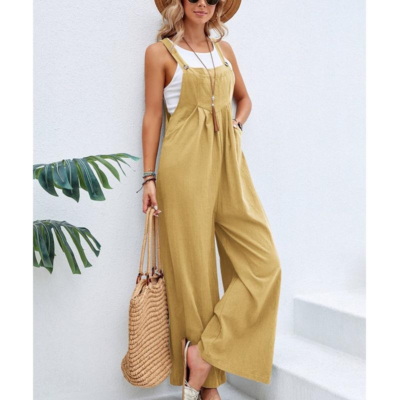 Женские повседневные комбинезоны и комбинезоны с широкими карманами и ремешками, женские однотонные длинные комбинезоны, комбинезоны