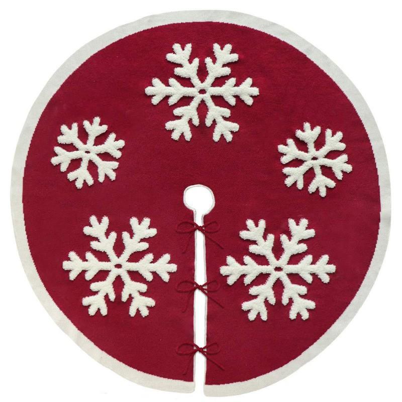 48 Inch Christmas Tree Skirt Knitted Xmas Mat Holiday Party Decor