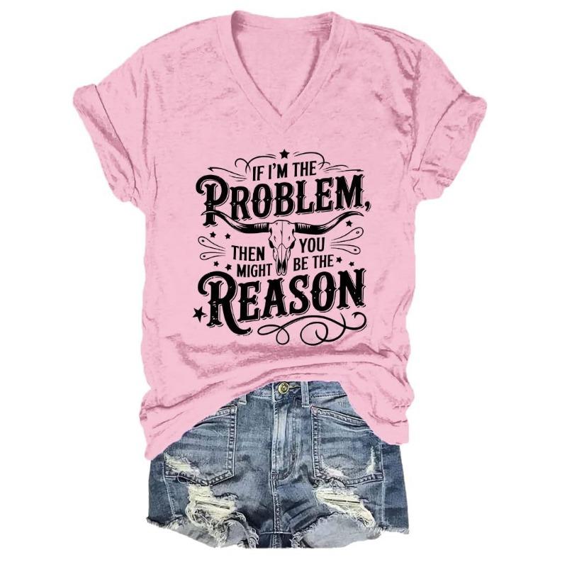 Летний топ с V-образным вырезом и 3D-принтом алфавита тауренов, модные повседневные женские футболки с короткими рукавами