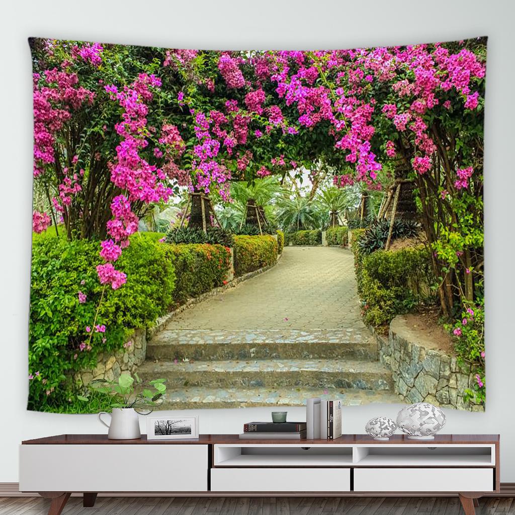 Весенние розовые цветы цветочный сад с принтом гобелен для дома, гостиной, комнаты, Настенный декор, тканевый гобелен