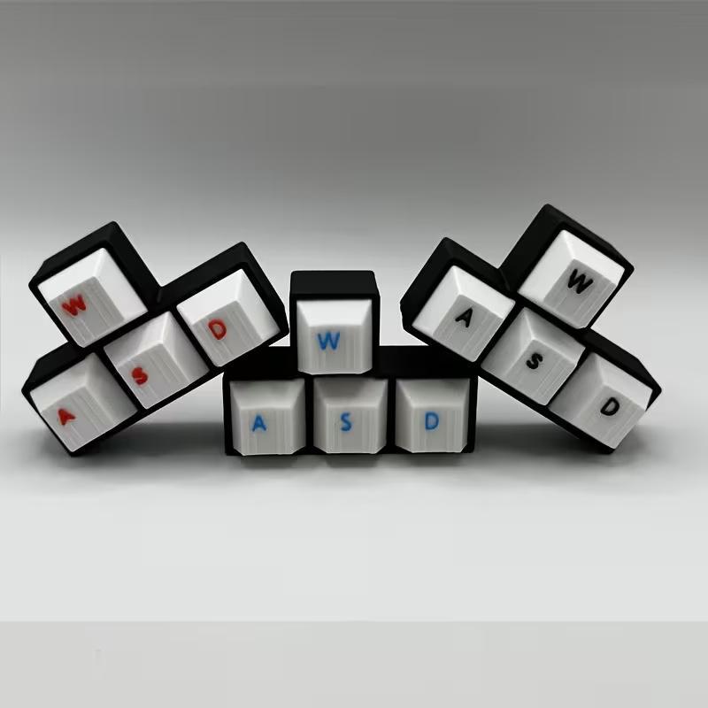3D Printed WASD Keyboard Clicker Keychain Mini Stress Reducer Fidget Toy for ADHD Adults Kids School Office Use