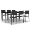 Garden Dining Set, vidaXL 7 Pcs, Black.
