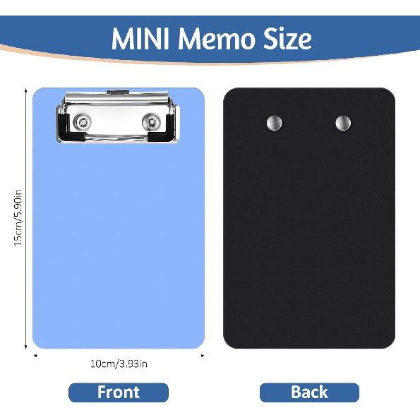 4" X 6" Small Clipboards, 2 PCS Mini Clipboard Blue and Black Clipboard Pocket Clipboard, Mini Clip Board Plastic Clipboard for Notepads Offices