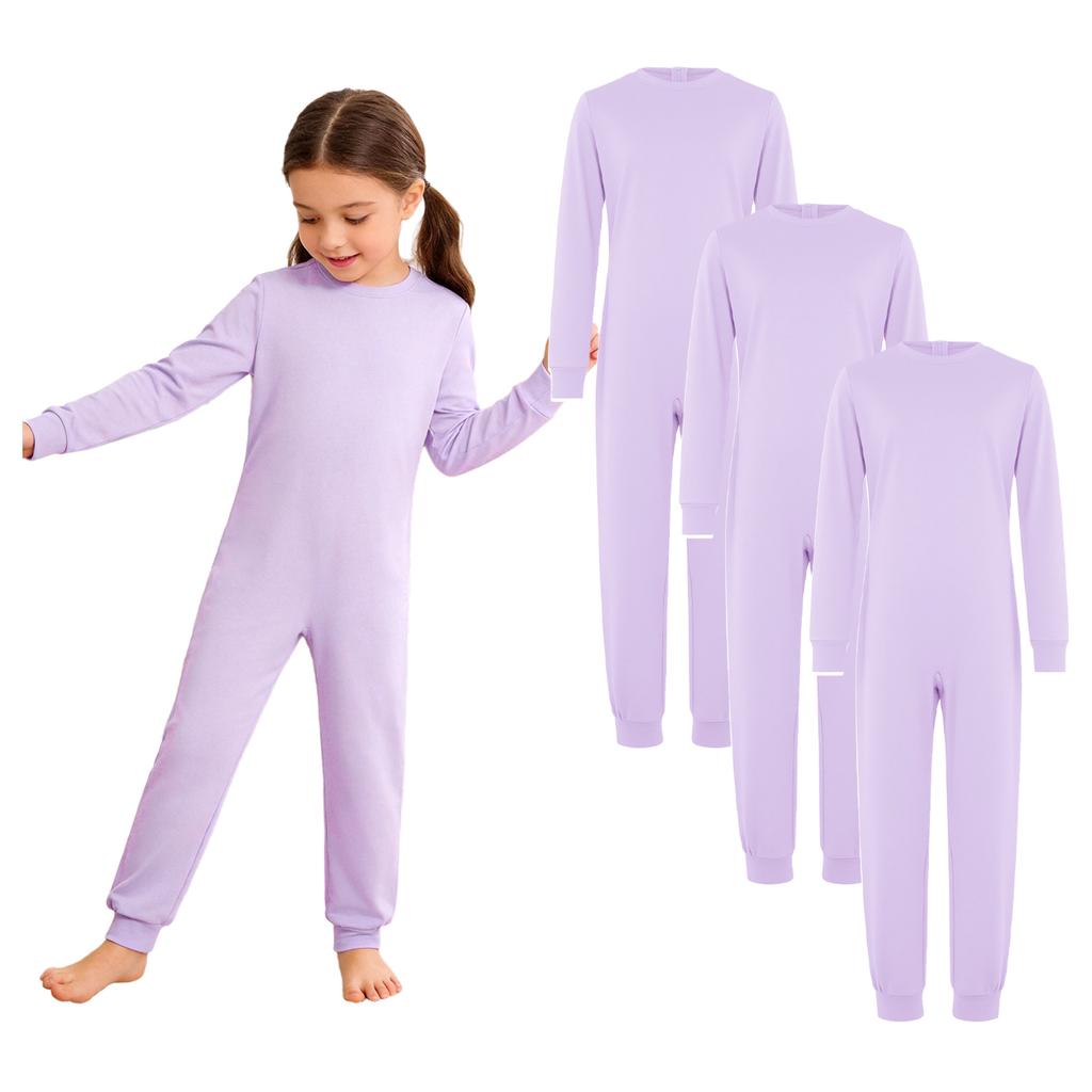 Unisex Kids Boys Girls Special Needs Adaptive Clothing 3pcs Set Long Sleeve Back Invisible Zipper Cotton Jumpsuit