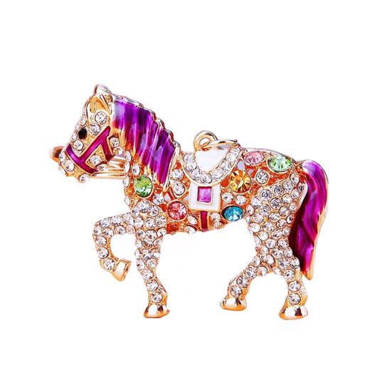 Keychain 2026 Year of Horse Key Chain Shiny Rhinestone Horse Animal Design Keychain Bag Charm Accessory