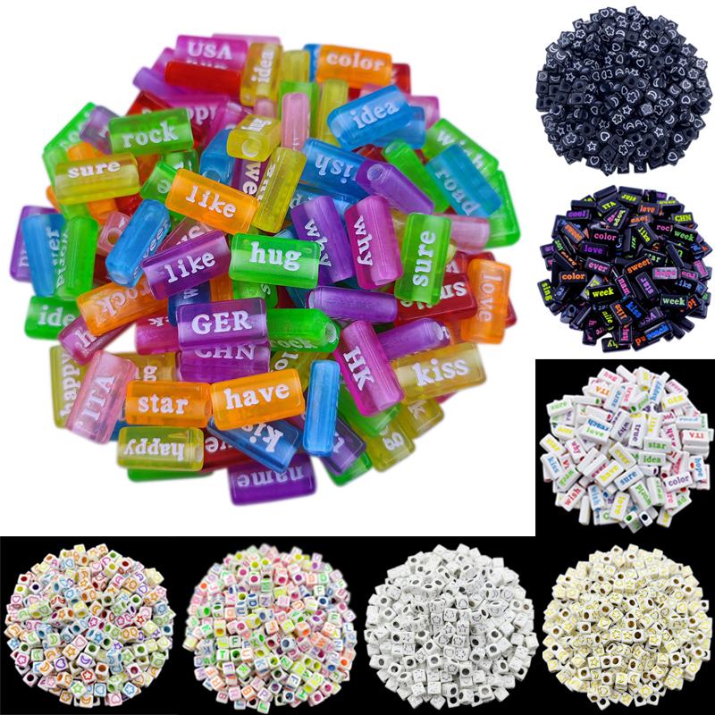Творческий браслет ожерелья своими руками для 6/15*7 мм кулона 20/50 шт конфетного цвета акриловые свободные бусины буквы цифры оптовая продажа изготовление ювелирных изделий
