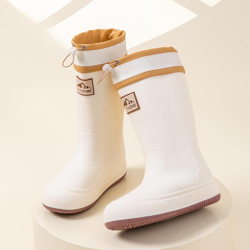 Женские модные высокие резиновые сапоги, водонепроницаемые и нескользящие, резиновые туфли, непромокаемая рабочая обувь для ношения на улице, водонепроницаемая обувь
