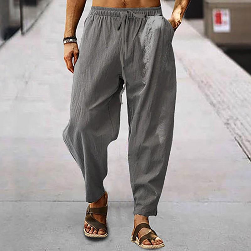 Europe and the United States Summer Men's Hip-hop Breathable Linen Loose Casual Sports Trousers
