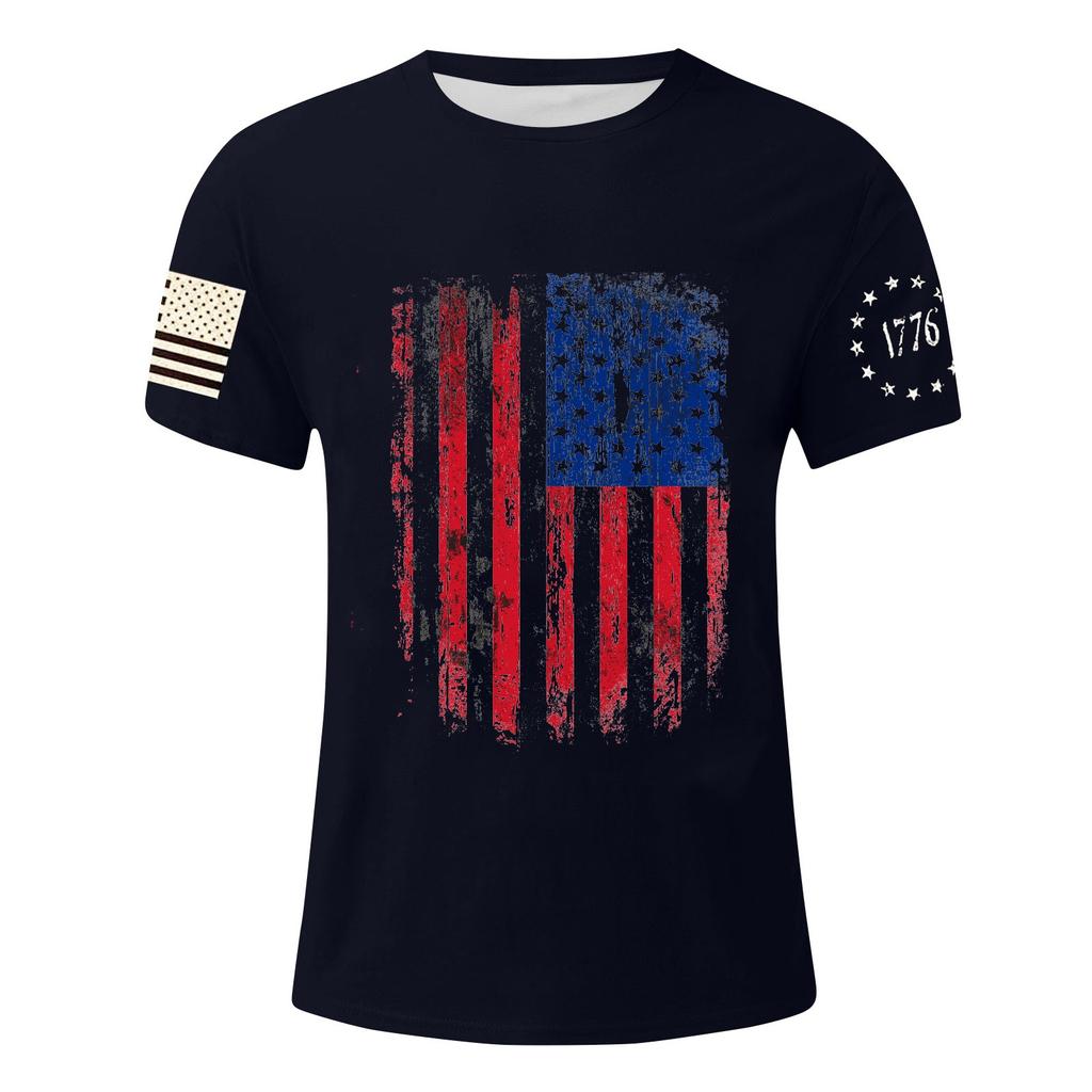Мужская футболка с принтом ко Дню независимости, мужской свободный повседневный топ с короткими рукавами