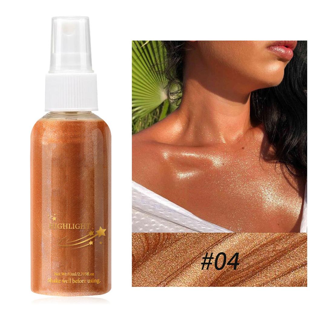 Хайлайтер для тела, жидкий хайлайтер, водостойкий хайлайтер-спрей для стойкого контуринга, блеск для лица и тела 80 мл
