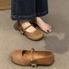 Red Mary Jane Shoes Women's Shoes Spring and Autumn 2025 New Round Head Soft Sole Soft Surface Word with Shallow Mouth French Single Shoes