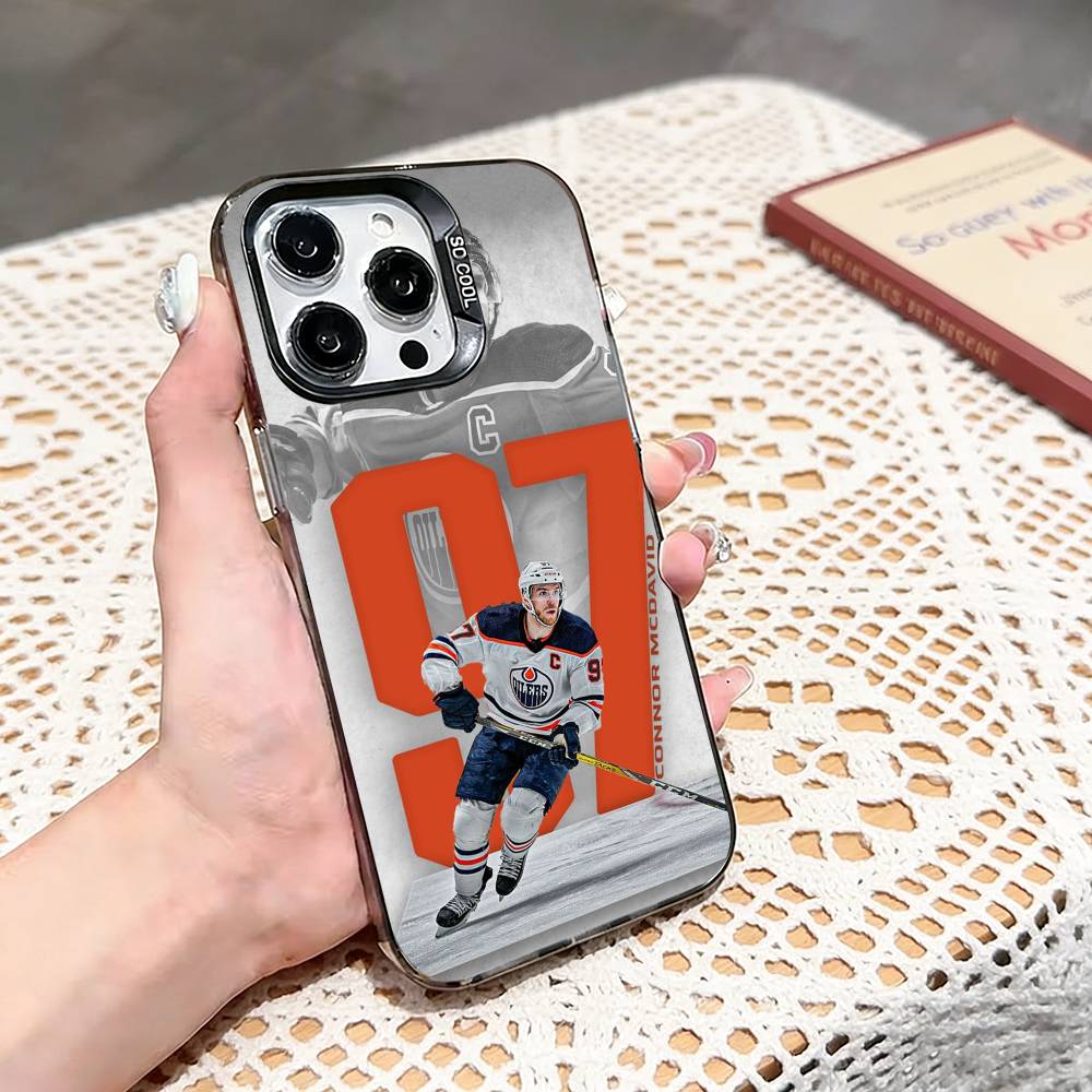Ice Hockey C-Connor McDavid  Phone Case For iPhone 17,16,15,14,13,12,11 Plus,Pro Max,XS,Colored silver phone case