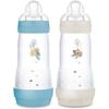 Lot De 2 Biberons - MAM - Easy Start - Anti-colique - 320 Ml - Tétine Débit 3 - Océan + Sable