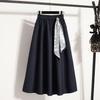 2025 Осень Большой размер Длинные Женские Синие Юбки Эластичная талия Оверсайз Леди Элегантные Юбки с высокой талией А-силуэта
