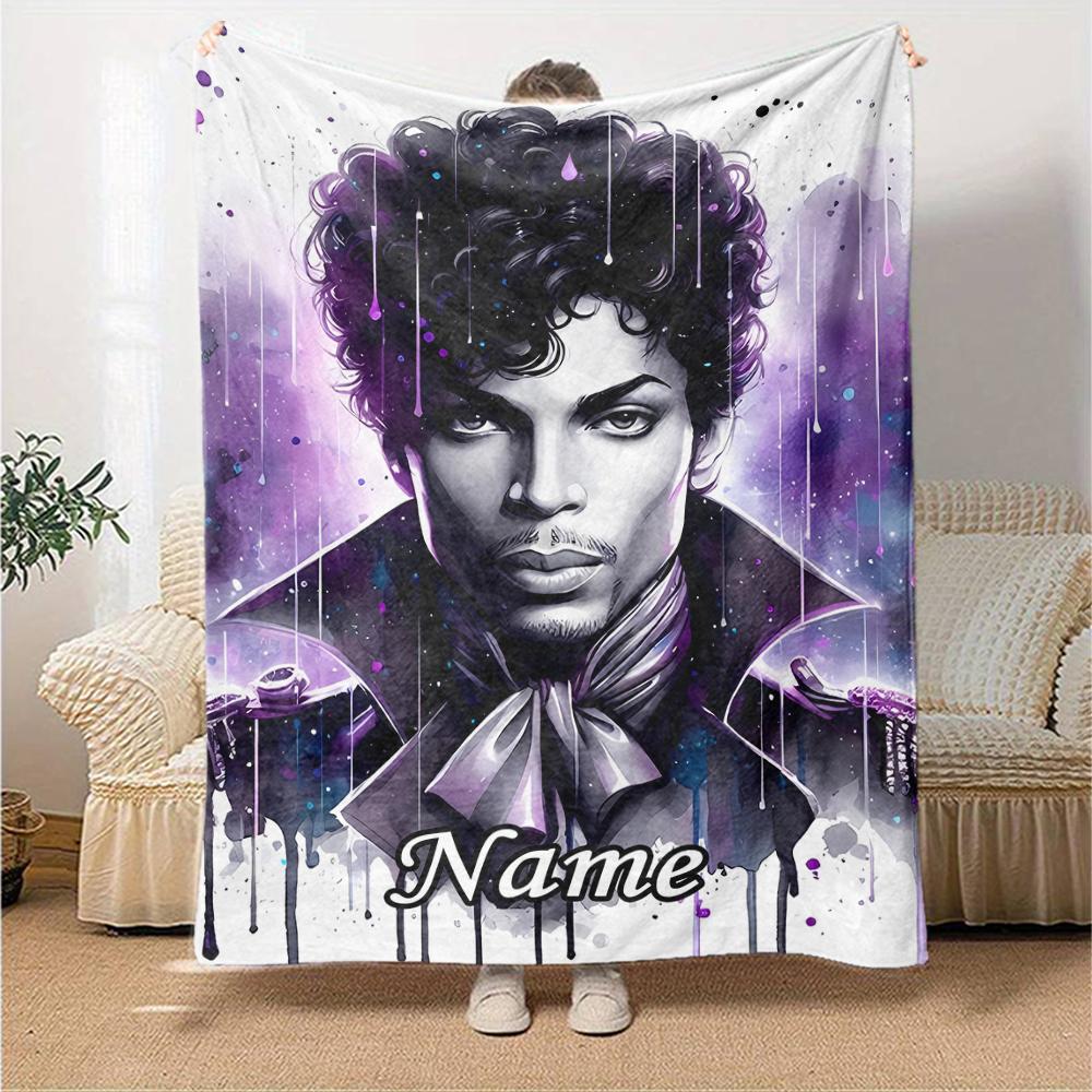 Custom Name Prince Theme Printed Blanket - Perfect for Couch, Bed, Travel & Outdoor Use | Machine Washable, Cozy & Durable.