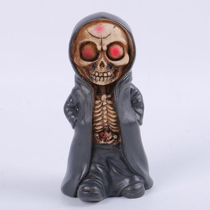 Halloween Standing Skeleton Man Ornaments Creative Halloween Horror Mask Man Resin Crafts Ornaments
