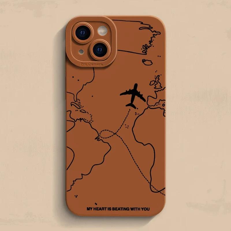 Вдохновленный путешествиями дизайн маршрута самолета Чехол для телефона для iPhone 16 15 14 13 12 11 Pro Max Mini 7 8 Plus X XR XS Мягкий силиконовый чехол