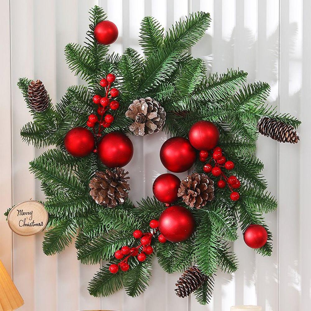 DIY Artificial Christmas Wreath Realistic Pine Cone Wall Hanging Floral Wreath  Household