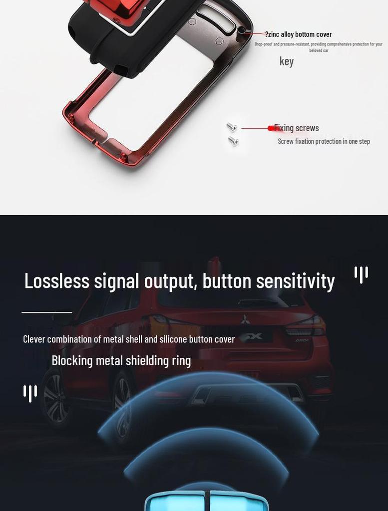 Чехол для ключа Mitsubishi для 2021 Outlander, Eclipse Cross, Pajero Sport, ASX: Модификация мужского корпуса и пряжки для автомобиля