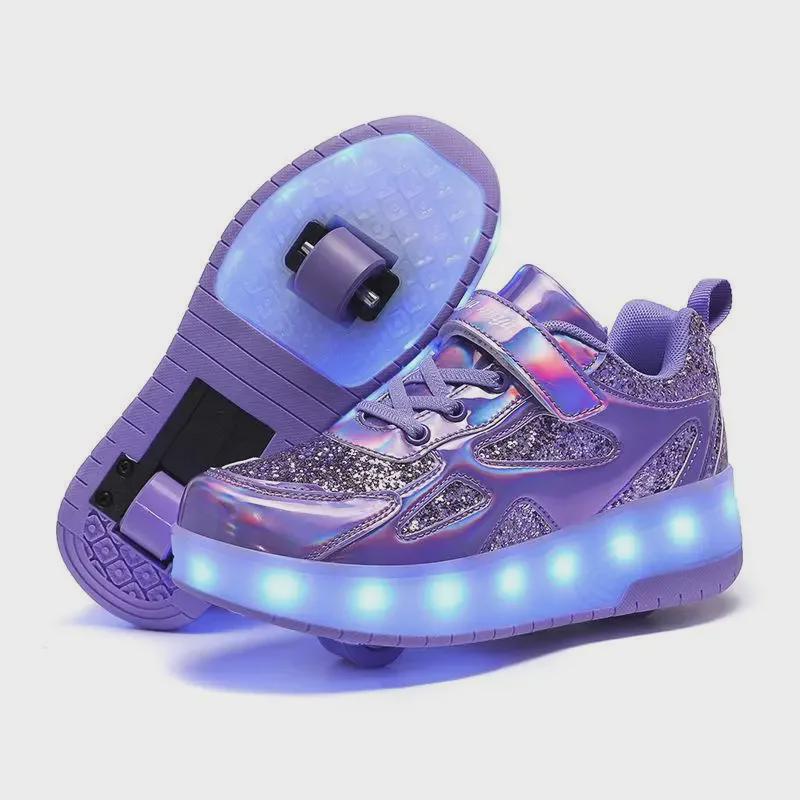 Colorful Luminous Wheel Shoes: Rechargeable Cross-Border Walking & Running Shoes