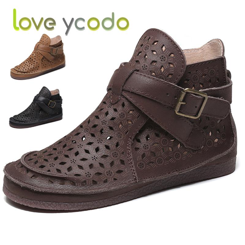 Женские летние удобные повседневные ботильоны из натуральной кожи Love Ycodo