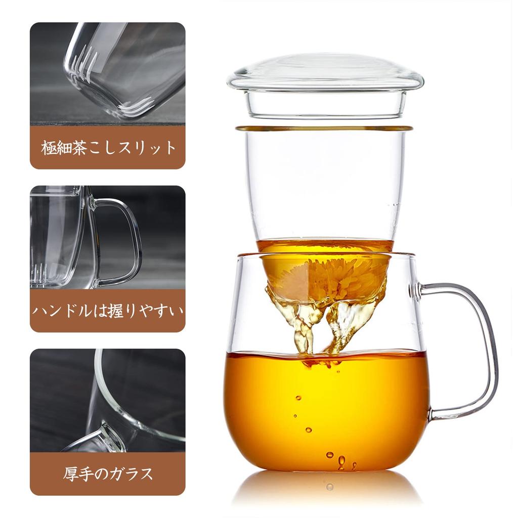 Pokaro Tea Mug with Strainer, Heat-Resistant Glass Teacup, 520ml, Clear, with Lid, Stovetop and Microwave Safe, Perfect for Tea, Loose Tea, Craft