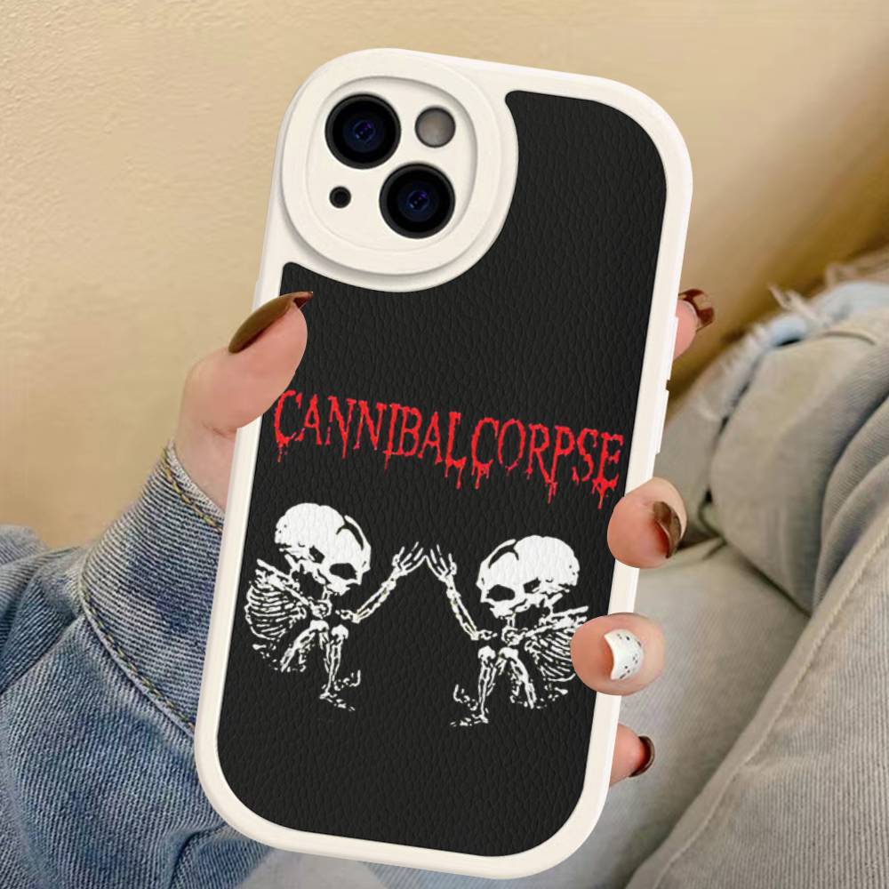 C-Cannibal C-Corpse Band Leather Phone Case For IPhone 16 16e 15 14 13 12 11 Pro Max Plus Mini Cover