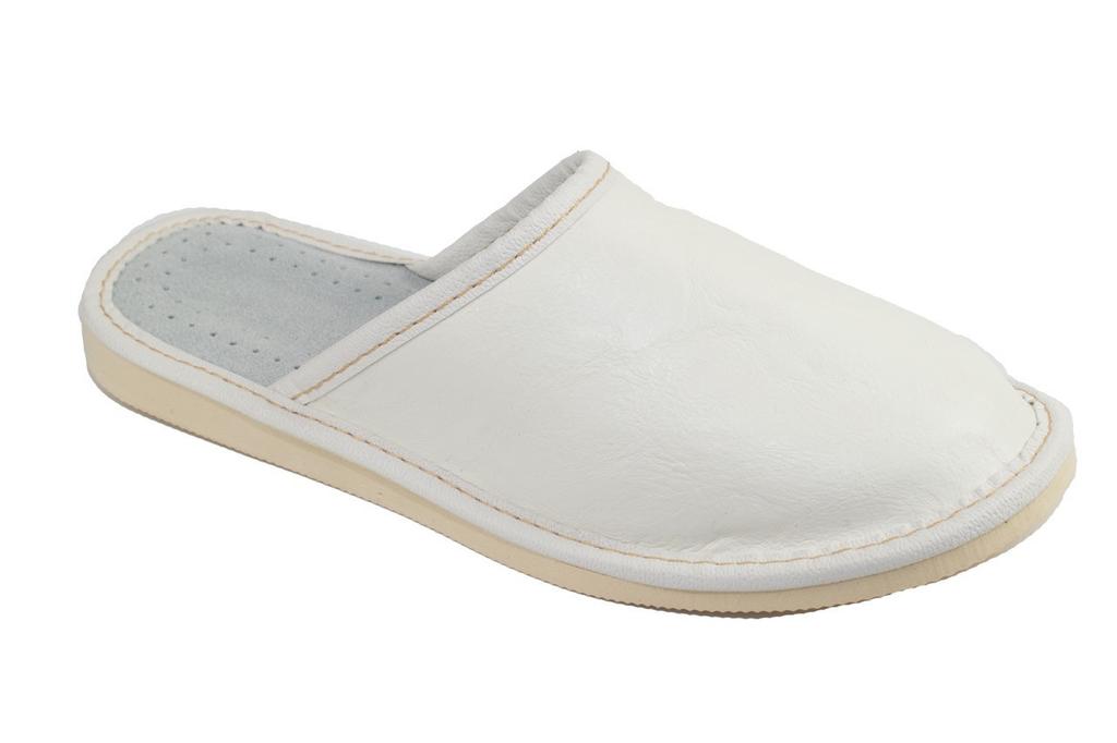 Women's covered leather slippers, white women's silent shoes 42