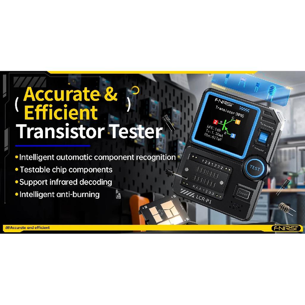 FNIRSI LCR-P1 Transistor Tester Diode Triode Capacitance Resistance Meter LCR ESR Meter NPN PNP MOSFET IR Multifunction Tester