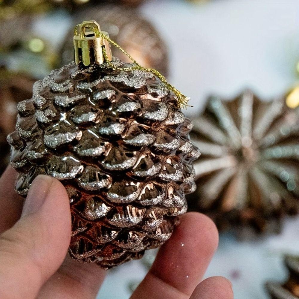 52PCS Vintage Style Design Christmas Ball Ornaments Glittery Christmas Balls Holiday Celebration