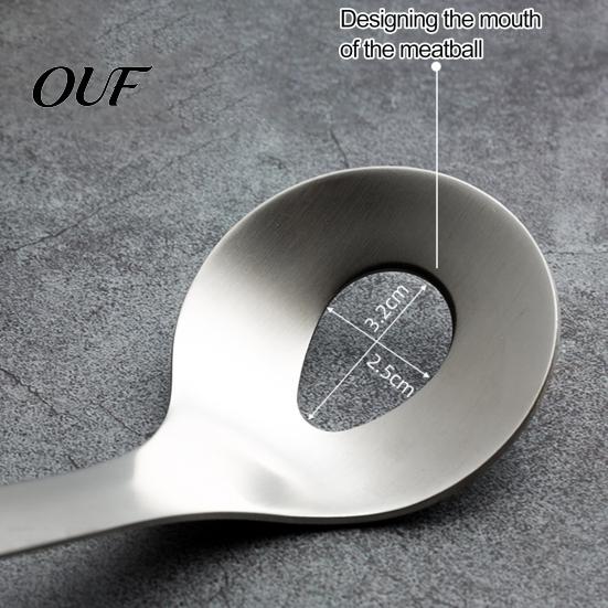 Meatball Molds for Kitchen Spoon Maker Tool, Stainless Steel Non-stick Scoop, Handy Scoop Tool Long Wooden Handle Shaping Gadget Easy to Clean