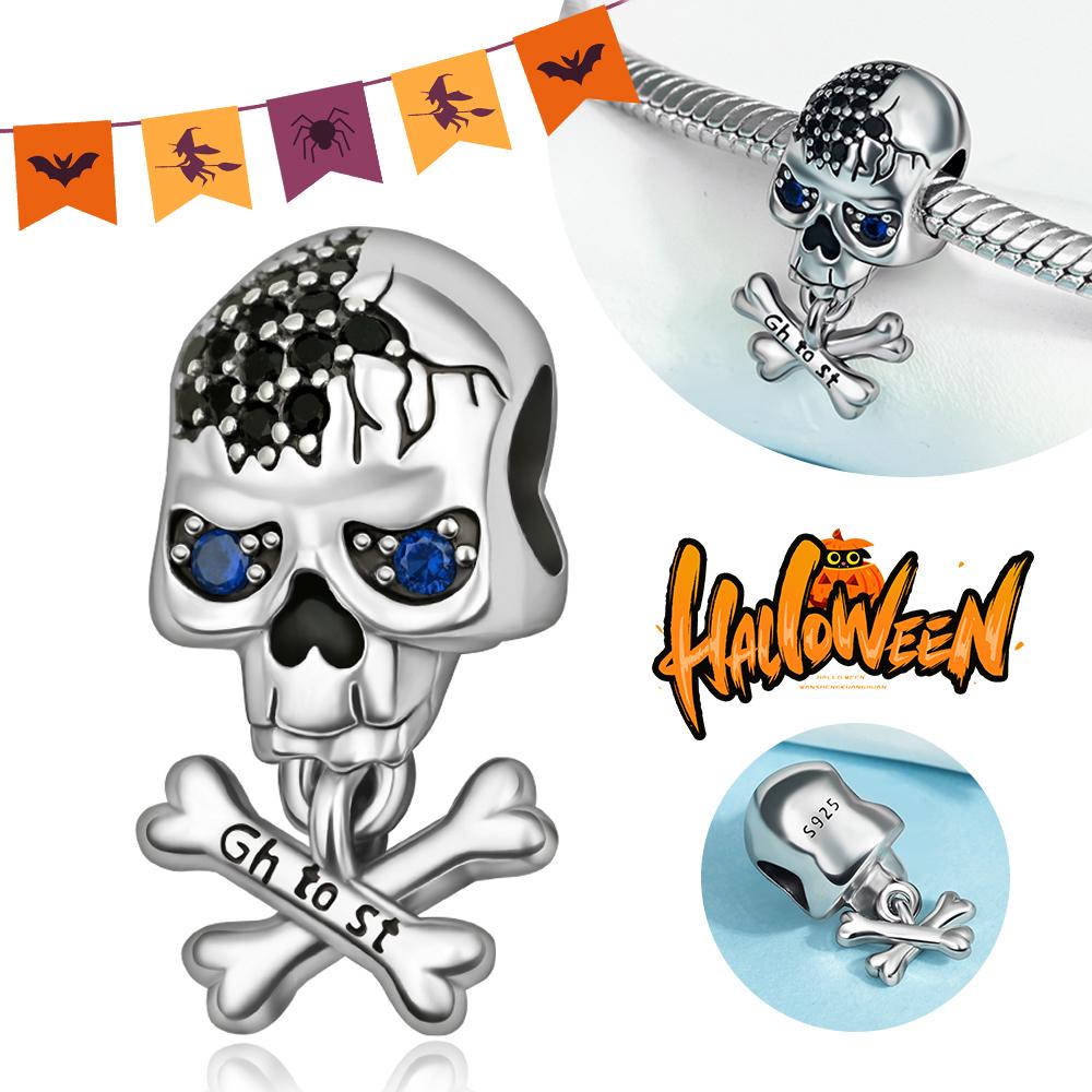 Медь Череп Черный Демон Голова Тыквы Призрак Хэллоуин Подвеска Ювелирные Изделия Бусины Оригинальный Браслет Бутик Шармы Подарок