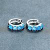 Шарм Серебристого Цвета Маленькие Серьги-Кольца Модные Свадебные Круглые Серьги со Стразами Милые Женские Серьги с Синим и Белым Опалом для Женщин