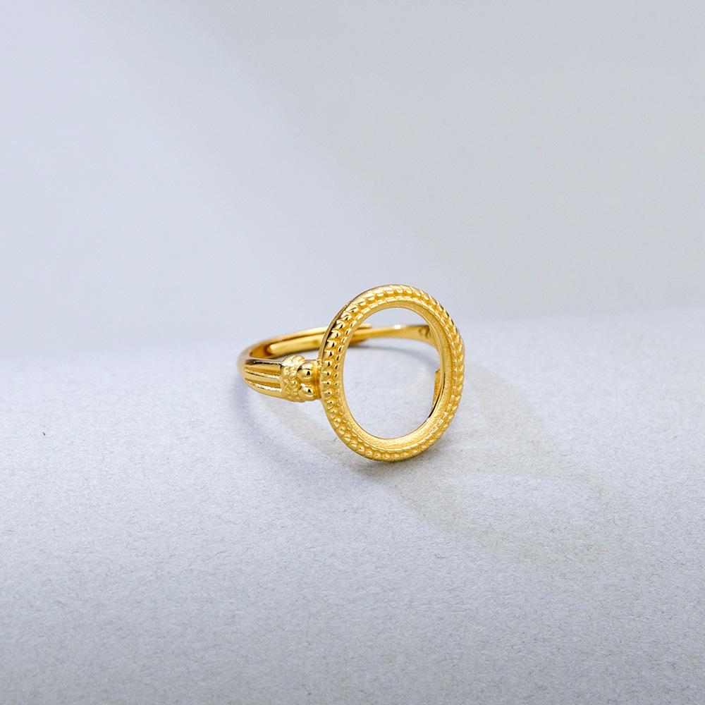 Ручная работа, серебро 925 пробы, позолоченная, регулируемая заготовка для кольца – Изысканный дизайн в стиле легкой роскоши (10x12)