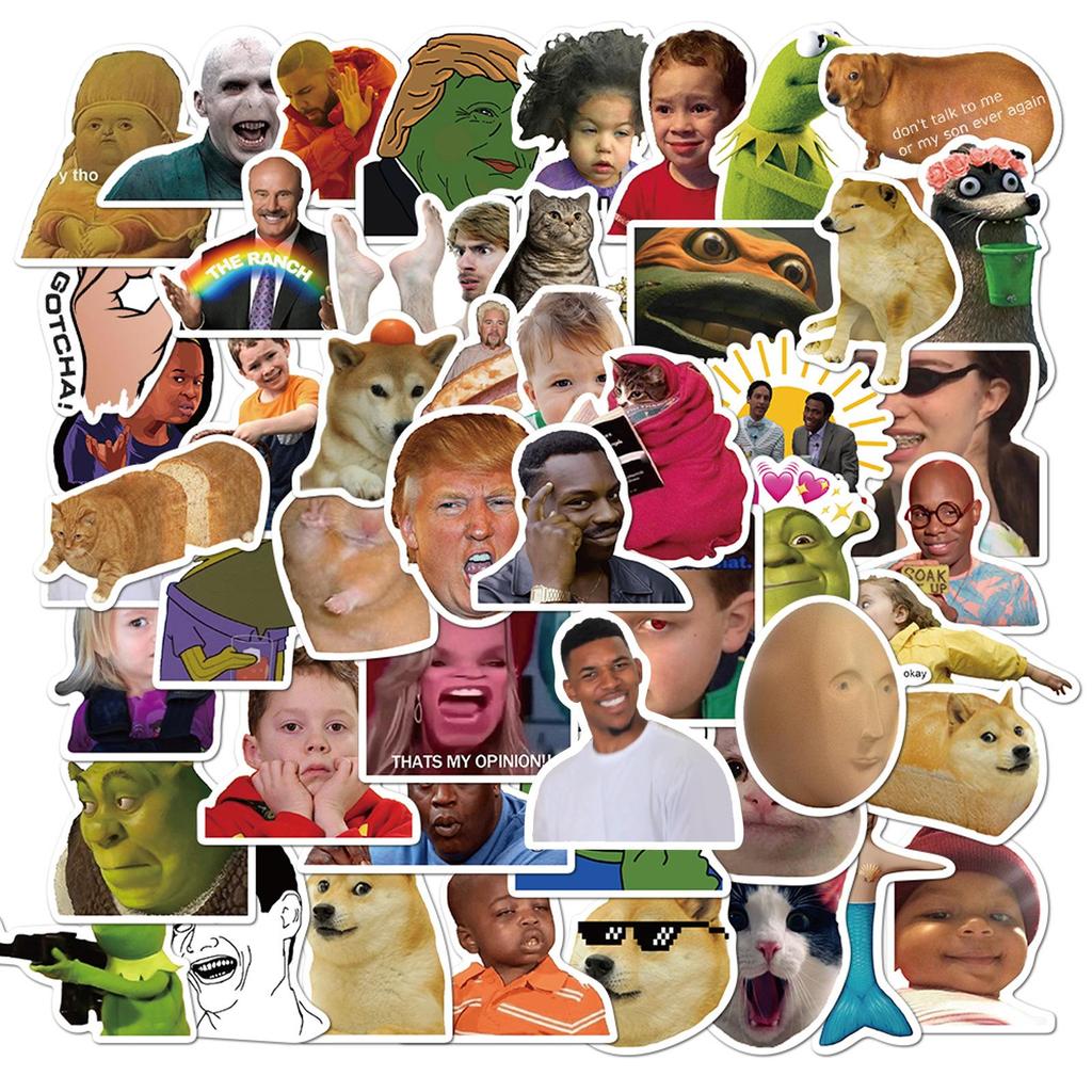 Забавный кот-мем, крутая наклейка, мотоциклетный ноутбук, телефон, чемодан, ноутбук, автомобильная бутылка, игрушка, модная наклейка, наклейка, игрушка