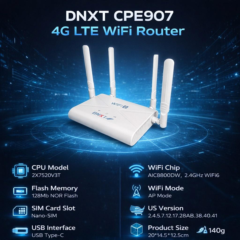 DNXT Роутеры Wifi Использование SIM-карты WiFi6 Высокоскоростной WiFi Роутер WAN/LAN Cat4 Wifi Роутер Sim AP Режим Роутер с Power Bank Рабочее Использование