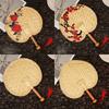 Hand-Woven Straw Fan Vintage Pufan Chinese Handmade Hand Shaking Fan Wheat Straw Craft Gift Home Decoration Party Dance Hand Fan