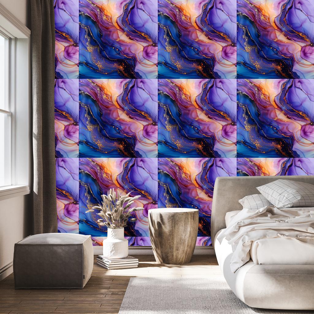 Wallpaper Ink blue, violet, navy blue and purple 50x1000