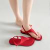 Fashion and Lightweight Red French Flat-bottomed Non-slip Sandals for Women's Summer Wear 2025 New High-end Herringbone Cool Slippers