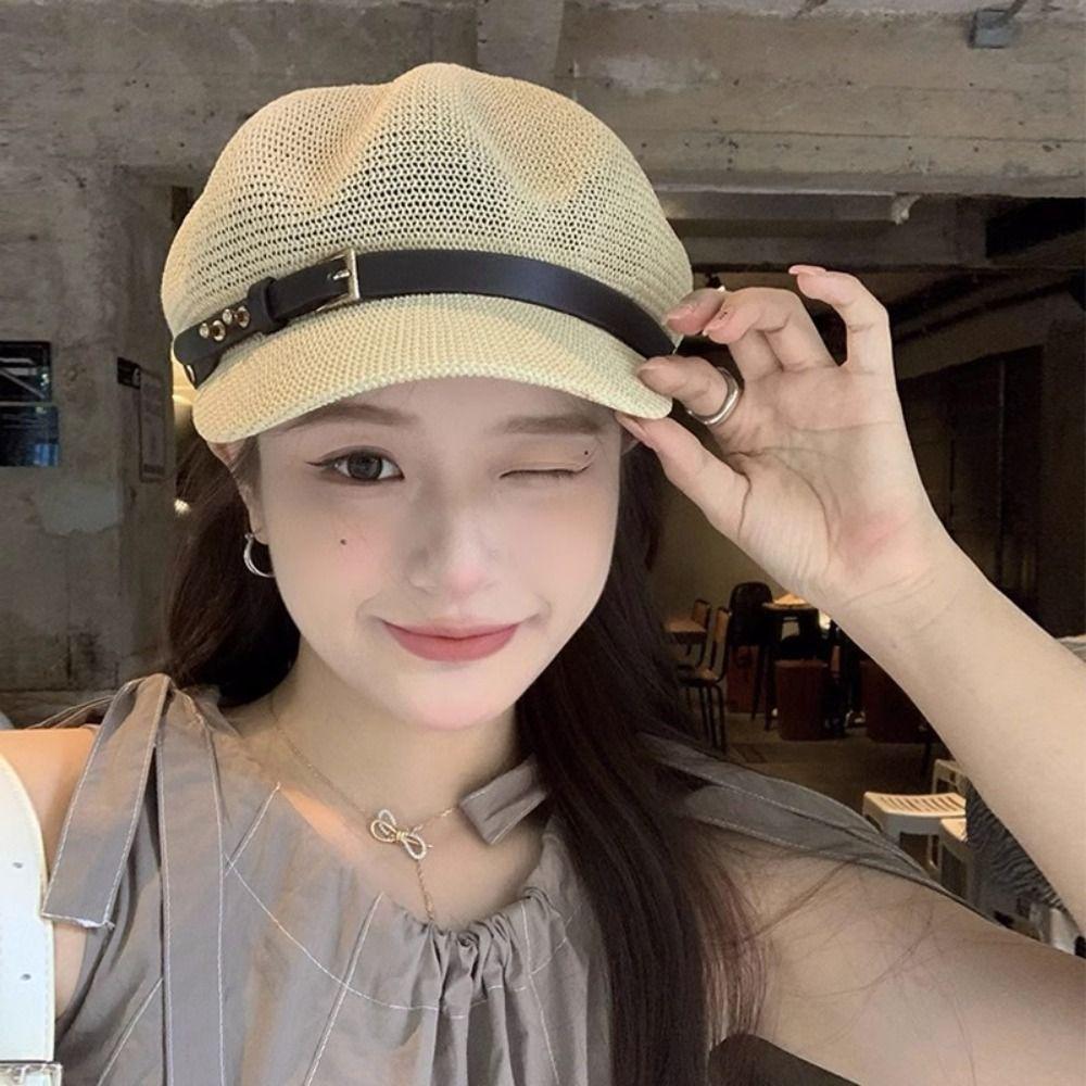 Breathable Women's Beret Thin Octagonal Hat New Female Baseball Cap Beach