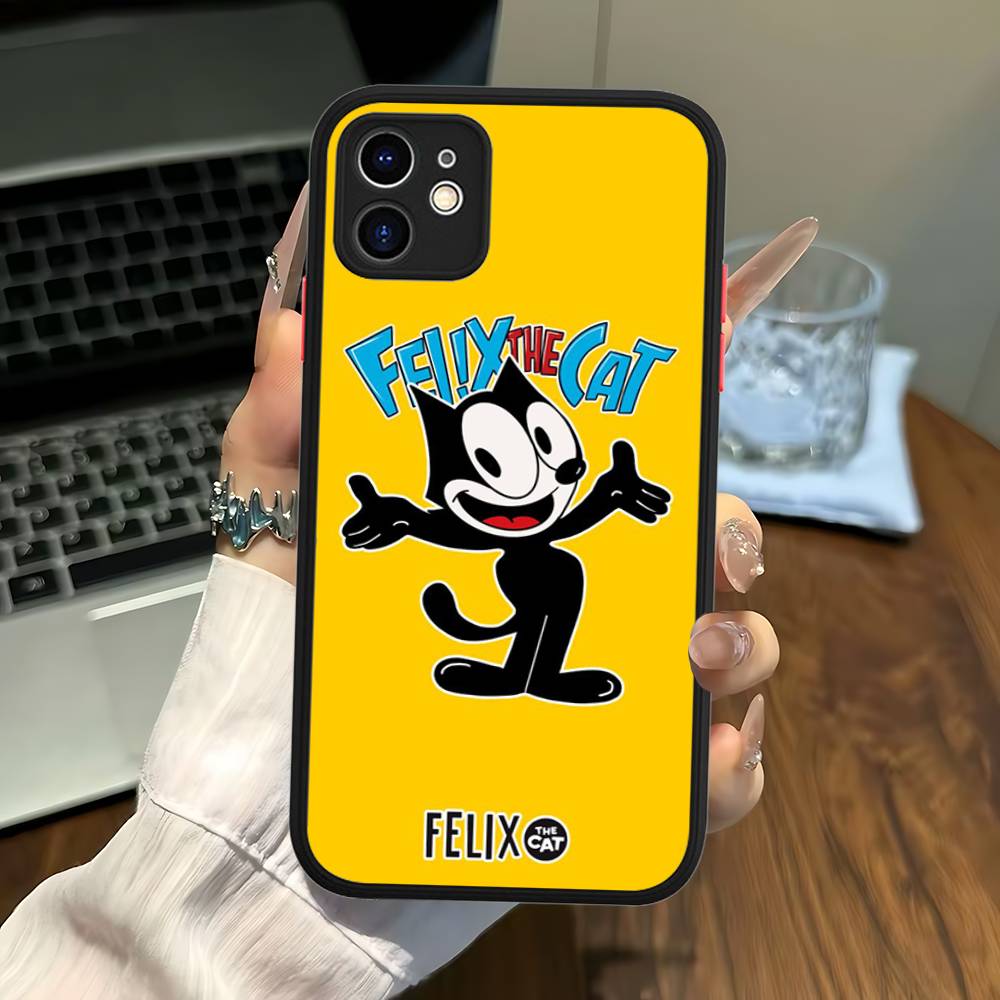 Anime Cartoon F-felix The Cute Cat Phone Case For IPhone 14 11 12 13 Mini Pro Max 8 7 Plus X XR XS MAX Translucent Matte Cover