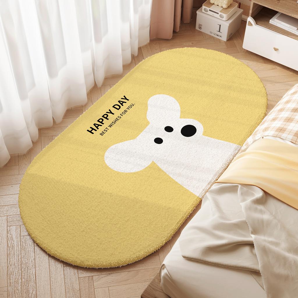 Cartoon Plush Rug Soft Non-Slip Bedside Rug for Girls' Bedrooms Children's Playroom Floor Mat Home Decor