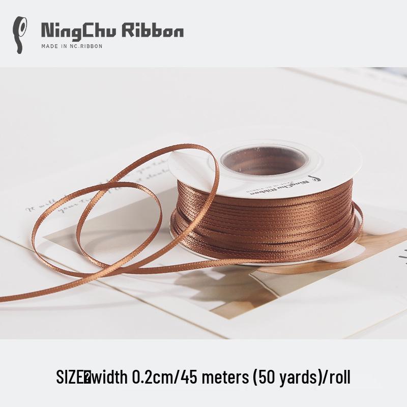 Двусторонняя атласная лента 2 мм для закладки, свадебных бантов и подарочной упаковки