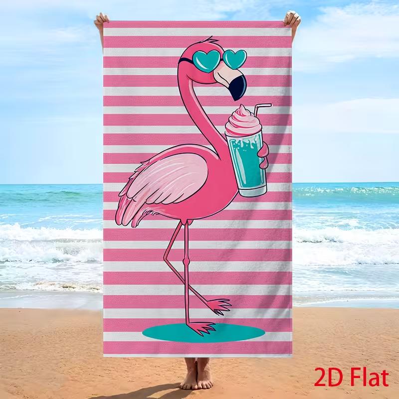 Pink Flamingo Print Beach Towel Tropical Summer Oversized Bird Beach Blanket Quick Dry Lightweight Absorbent Towel for Beach