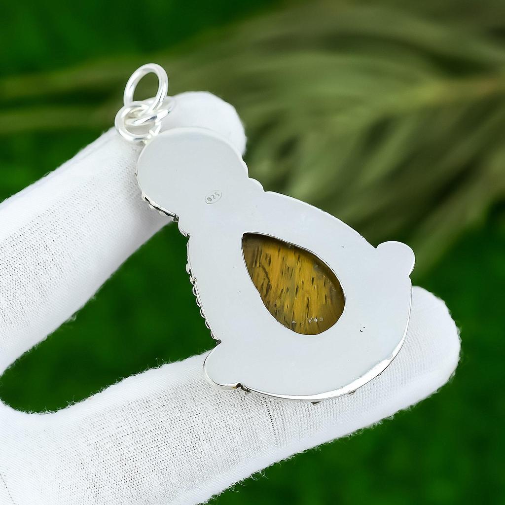 Tiger Eye Gemstone 925 Silver Sister Engagement Unique Bezel New Pendant Jewelry