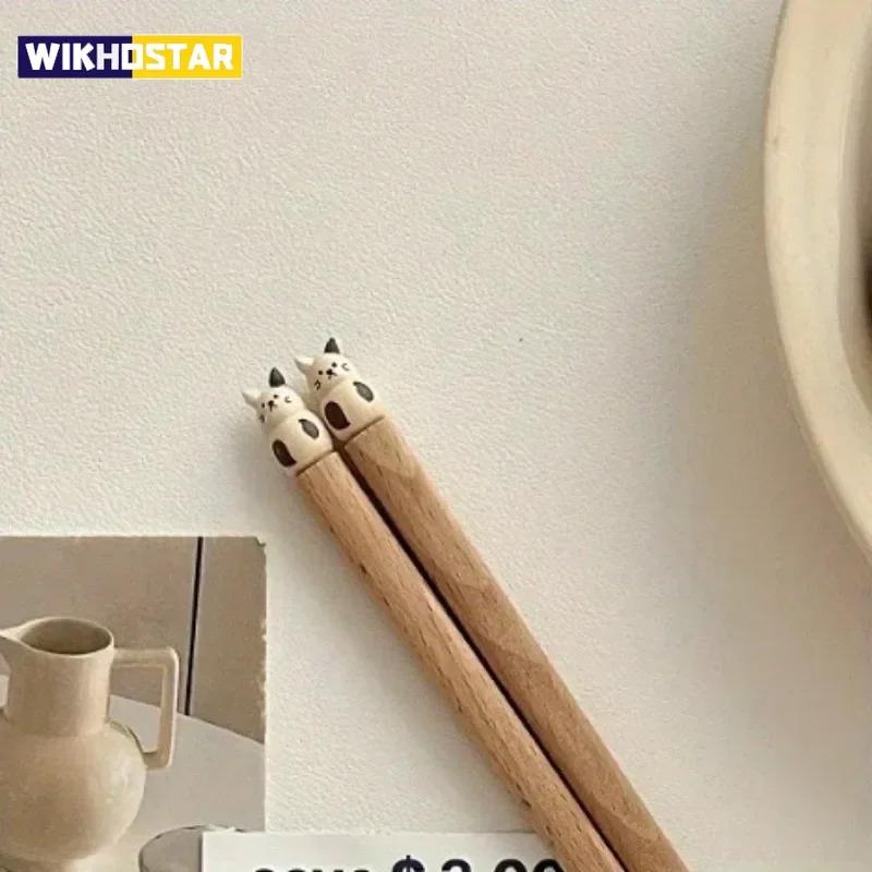 Уникальные и милые 3D палочки для еды с изображением животных, вырезанные вручную палочки для еды из бука, кавайные, идеально подходят для ужина вдвоем и суши-вечеринки
